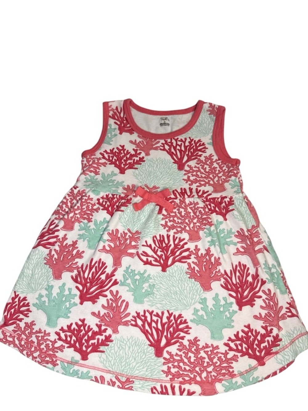 4T Touched by Nature Coral Reef Pink Mint Dress 100% Organic Cotton Summer